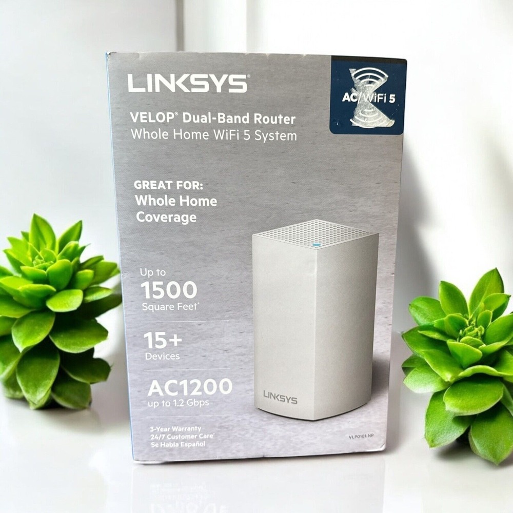 Linksys Velop AC1200 Dual Band Mesh Router WiFi 5 System 15+ Devices Open Box